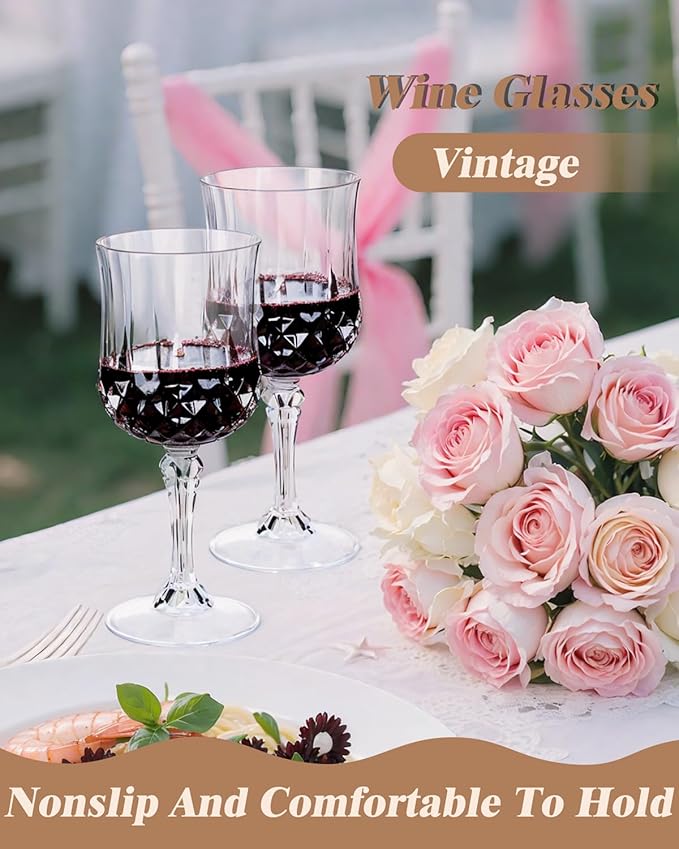 Ciaell 24PCS Plastic Wine Glasses - 7 Oz Plastic Goblets - Image 2
