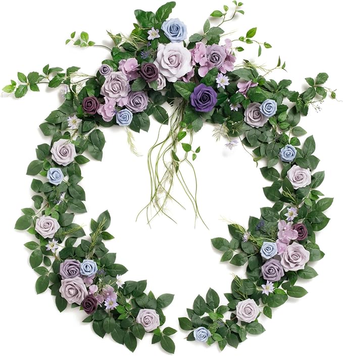 Ling's Moment Flower Garland - 6FT Eucalyptus & Rose - Sweetheart Table Decor by LingsMoment