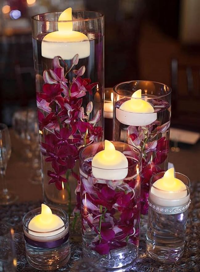 48pcs Warm White Flameless Waterproof LED Floating Tealights Candles - Image 9