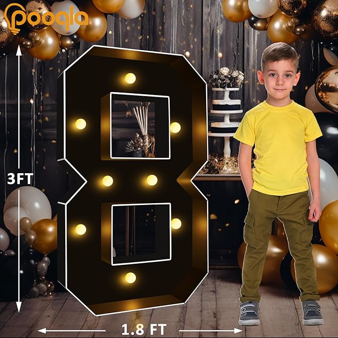 Pooqla 3FT Marquee Light Up Numbers, Giant Mosaic Light Up Numbers - Image 4
