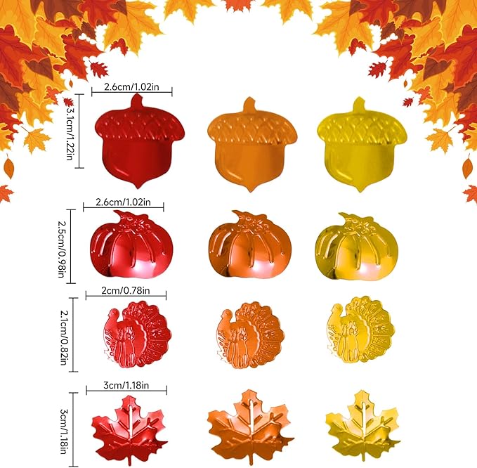 200 Pieces Fall Confetti, Thanksgiving Maple Leaves, Acorn Sprinkles Foil - Image 2