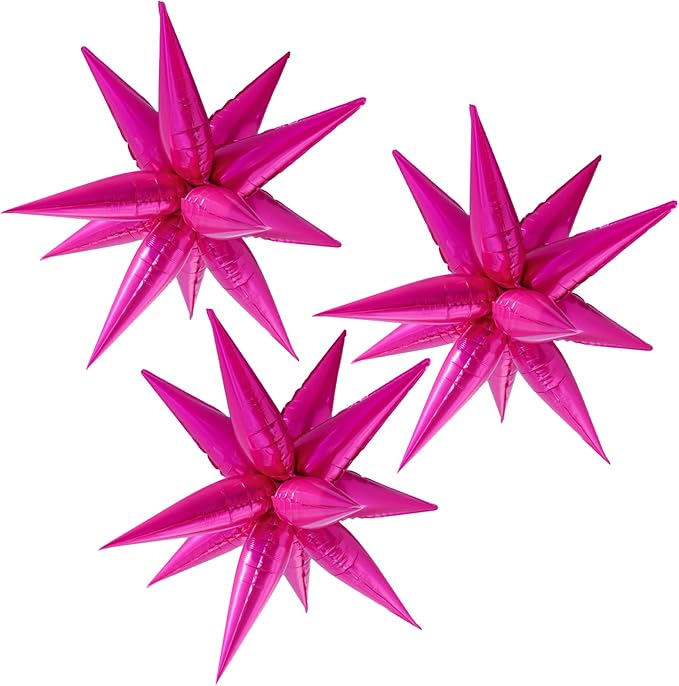 3pcs 26inch babe pink Star foil balloons.babe Explosion Star burst star by Enimapod