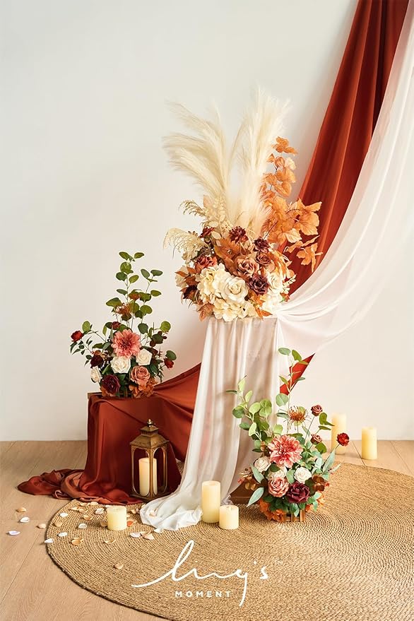 Ling's moment 17.5" Tall Standing Artificial Flowers Arrangements 4pcs Fall - Image 6