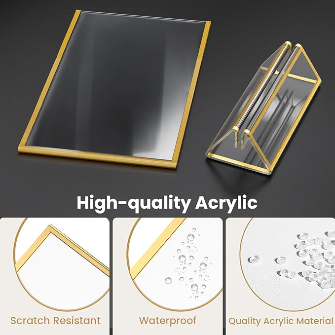 Acrylic Sign Holder 4X6 Gold Picture Frame Double-Sided Acrylic Frames - Image 4