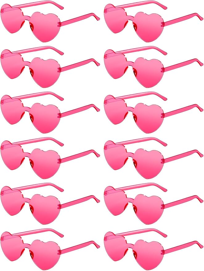 12 Pairs Heart Shaped Sunglasses by AGGKKY