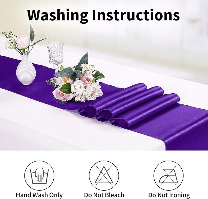 15-Pack Satin Table Runner Purple 12 x 108 inches Long, Table Runners - Image 3