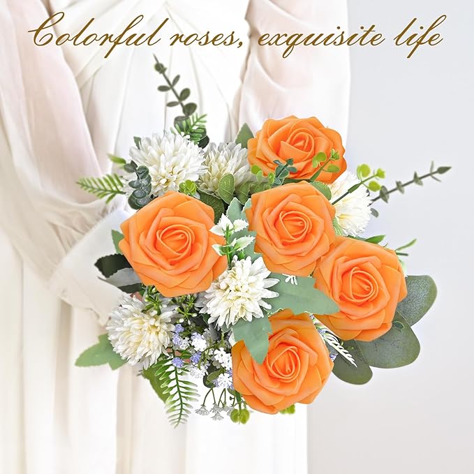 BLEUM CADE 16Pcs Artificial Flowers Fake Roses - Image 7