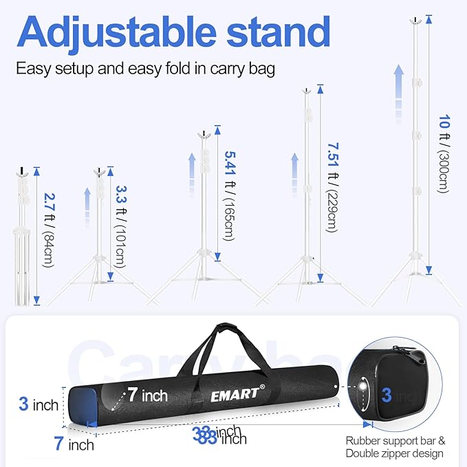 EMART Backdrop Stand 10x10ft Photo Studio Adjustable Background Stand Support - Image 3