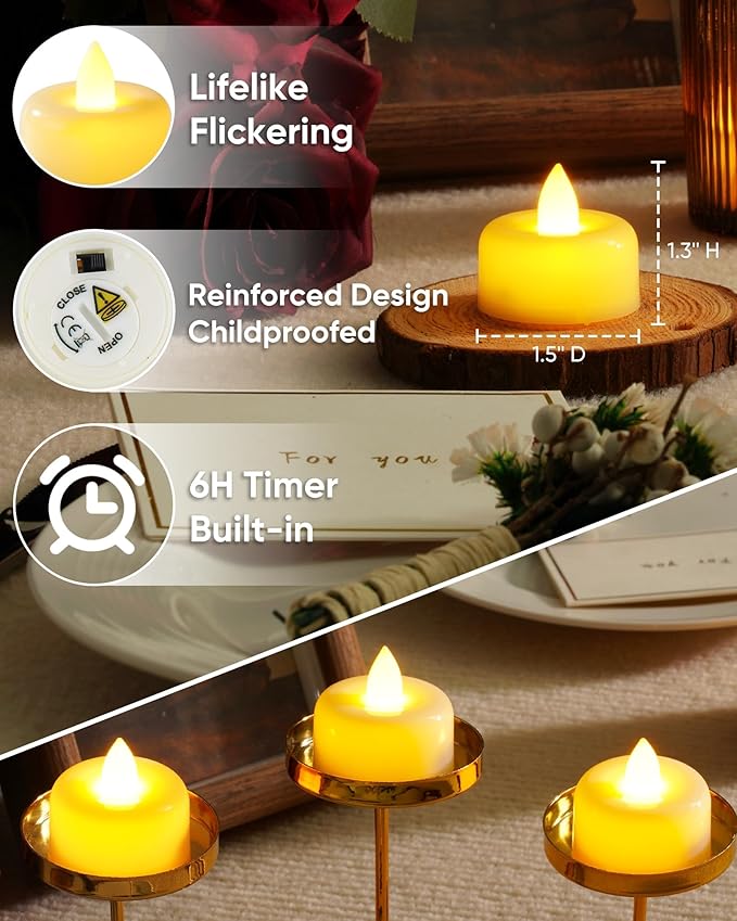 Amagic 12 Pack Timer Tea Lights Candles Battery Operated Candles - Image 2
