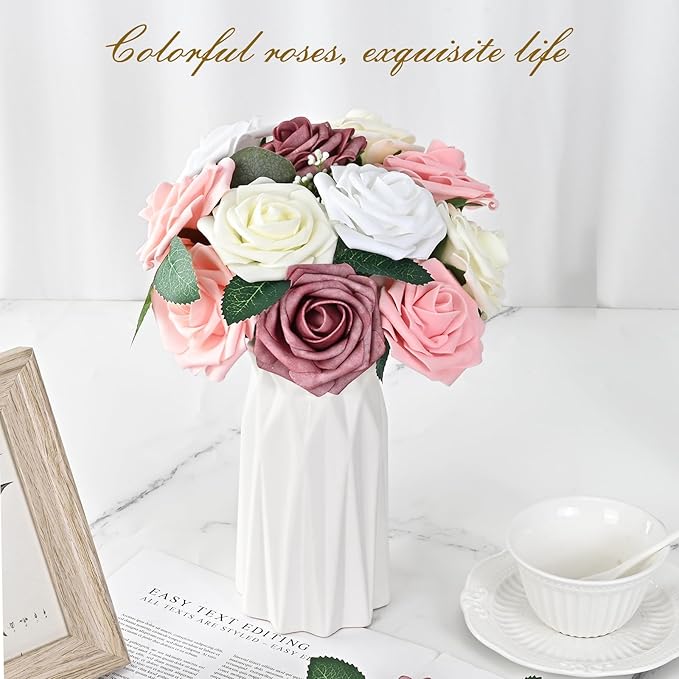 BLEUM CADE 36Pcs Artificial Flowers Fake Roses - Image 5