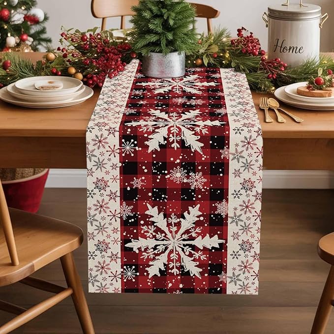 Buffalo Plaid Christmas Cotton Linen Table Runner - Image 5