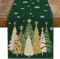 GEEORY Christmas Table Runner 13x60 Inch, Xmas Trees Snowflakes Holiday by GEEORY