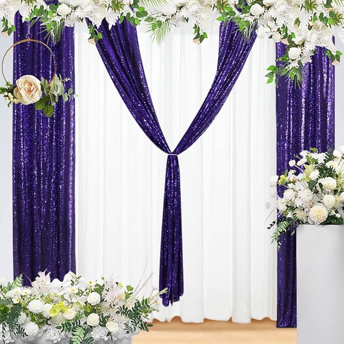 Eternal Beauty Purple Sequin Backdrop Curtains, Halloween Shimmer Back Drop - Image 6