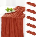 Hahuho Terracotta Cheesecloth Table Runner 10ft, Gauze Boho Rustic Table Runners by Hahuho