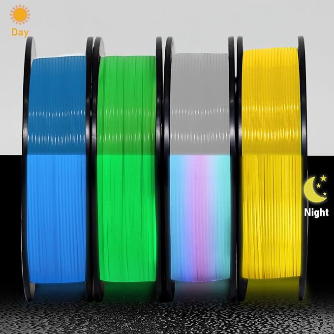 YOUSU 3D Printer Filament Bundle, Glow in The Dark Filament Multicolor - Image 3