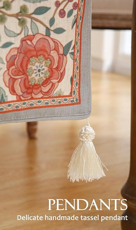 Floral Printed Table Runner for Table, Decorative Linen 87 Inches Long Table - Image 7