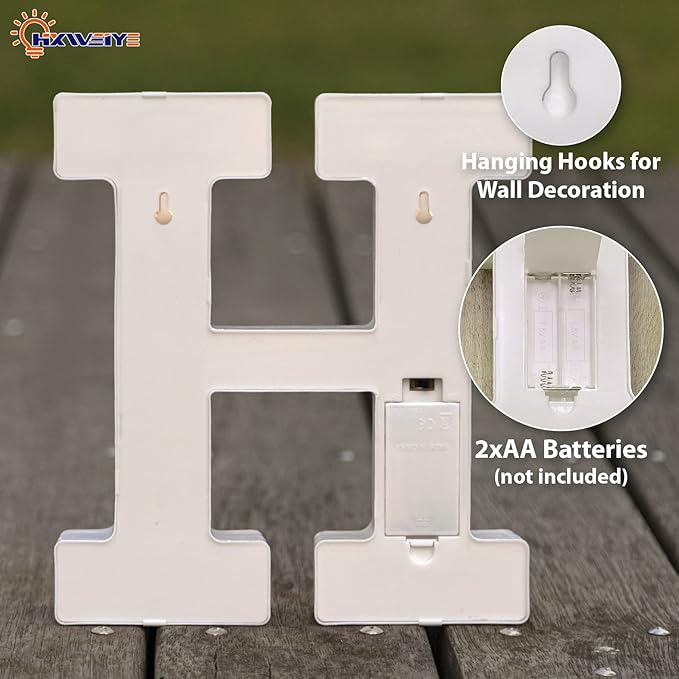 HXWEIYE Light Up Letters H, 8.57 Inch LED Marquee Letter Lights Sign 26 - Image 3