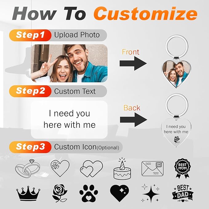 Custom Keychain with Picture, Personalized Photo Keychain with LOGO Text - Image 3