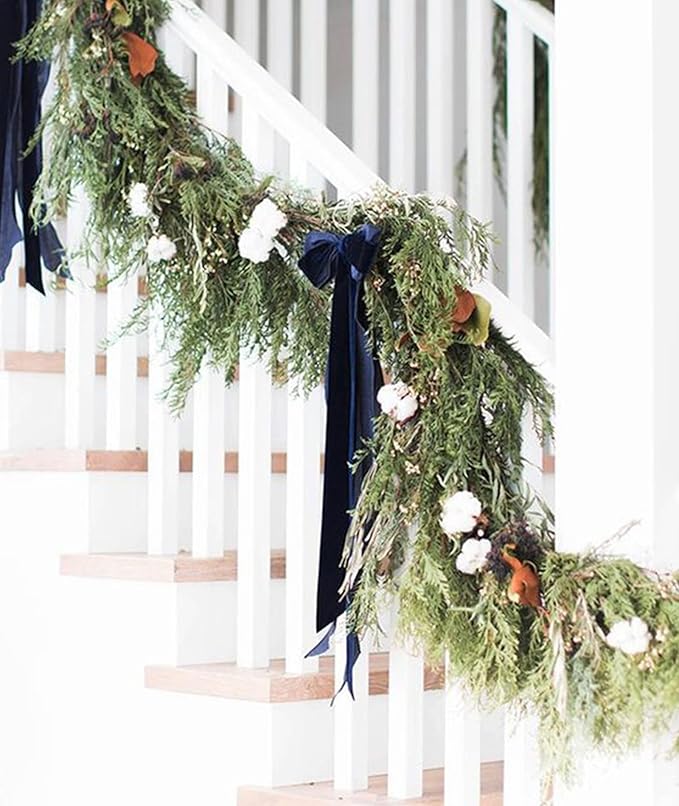 Navy Blue Christmas Velvet Ribbon - Image 6
