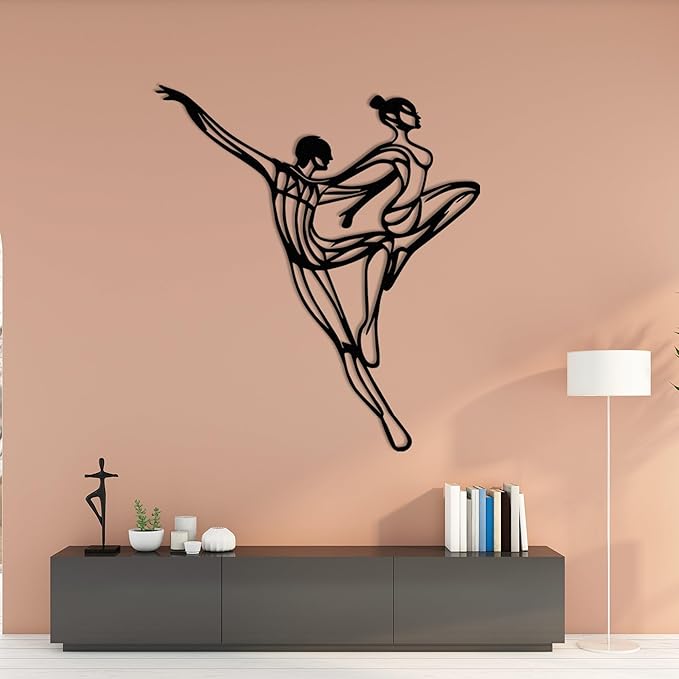 Wita Home Dancing Couple Metal Wall Art, Modern Minimalist Line Art Sculpture - Image 4