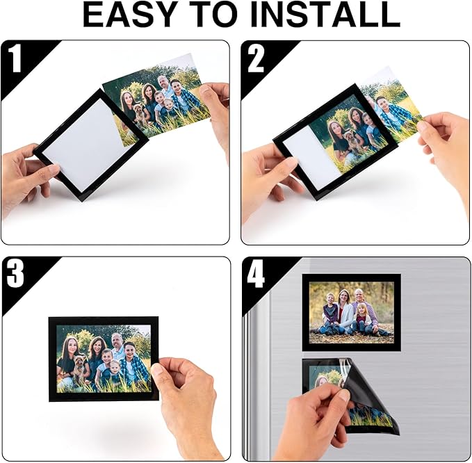 Magnetic Picture Frames with Black Border, Magnet Photo Frame Pockets/Holder - Image 4