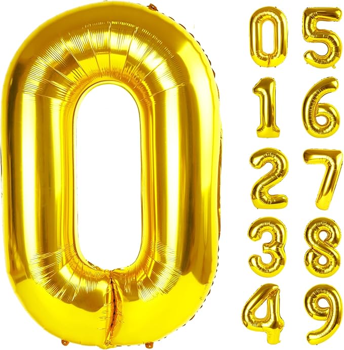 40 Inch Number 0 Balloon for Baby Birthday Decoration, Digital 0 Balloons Large by Lnhiya