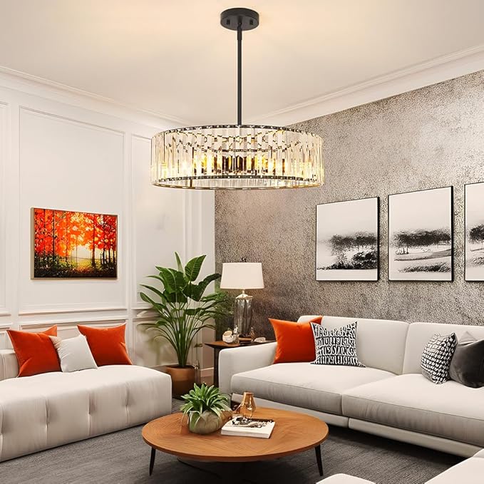 Modern Crystal Chandelier, 6-light Dinning Room Light Fixture, Round Pendant - Image 2