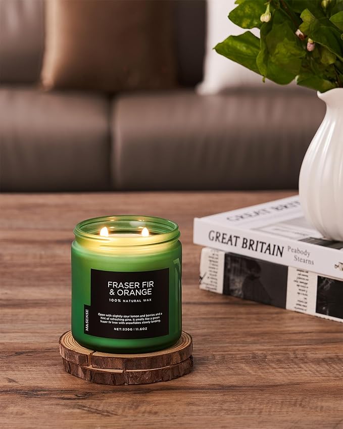 M&SENSE Fir & Orange Scented Candle, 11.6oz Soy Wax Non Toxic - Image 5