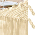 Asee'm 2pcs Cheesecloth Table Runner 120 Inches Long Beige Boho Gauze Cheese by Aseem
