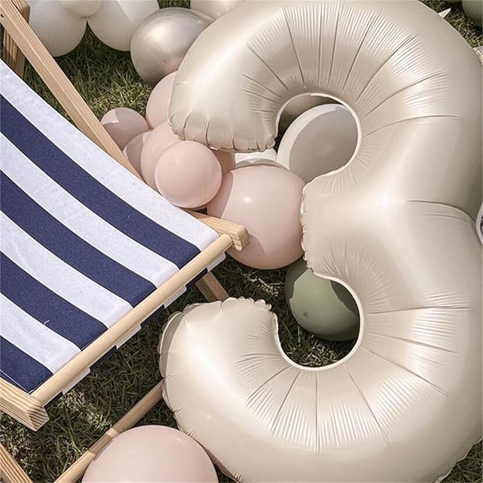 Cream 4 Balloons, 40 Inch Large Beige Foil Number Balloons Set 0-9, Self - Image 5