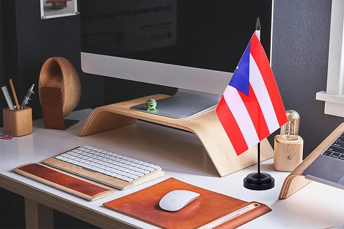 WXTWK 2 Pack Puerto Rico Flag Puerto Rico Deluxe Desk Flag Set - Image 5