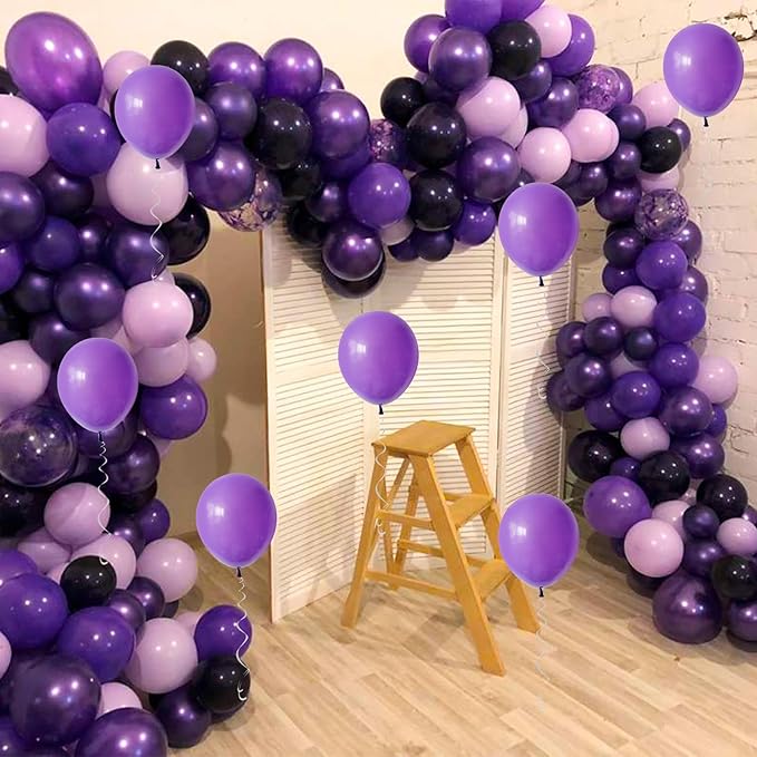 Purple and Black Balloons, 60 Packs 12 Inch Dark Purple Light Purple Black - Image 7