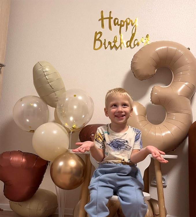 Large 40 Inch Light Brown 3 Number Balloon, 3 13 23 30 33 36 38 Light Brown - Image 5