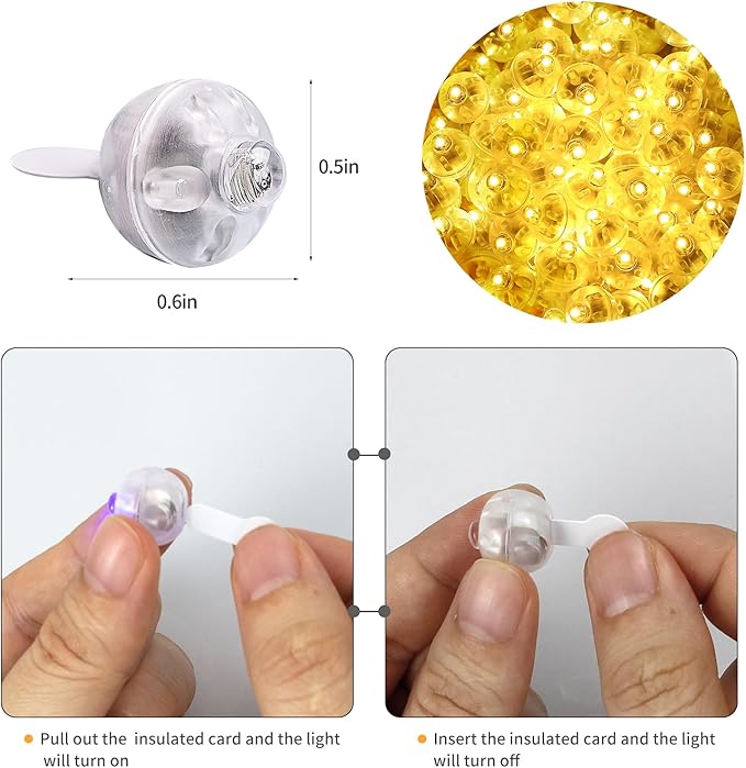 Aogist 200pcs Yellow Balloon Light, Long Standby Time Waterproof Mini Ball Light - Image 4