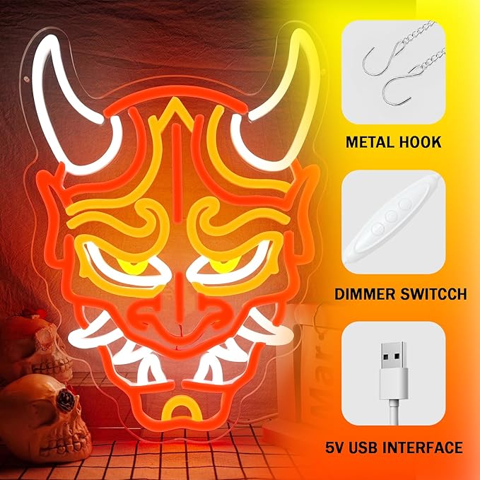 Prajna Mask Neon Signs Hannya Mask Neon Sign Led Neon Signs - Image 5