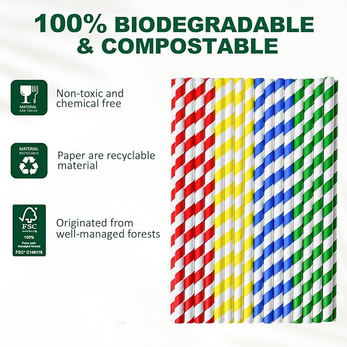 10.25 Inch Extra Long Fat Sturdy Paper Drinking Straws - Image 7