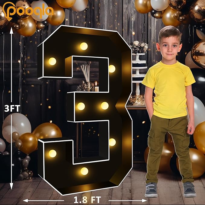 Pooqla 3FT Marquee Light Up Numbers, Giant Mosaic Light Up Numbers - Image 4