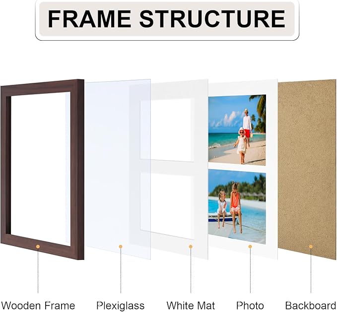 Vittanly 8x10 Collage Picture Frame, Displays 2Pcs 4x6 Pictures - Image 3