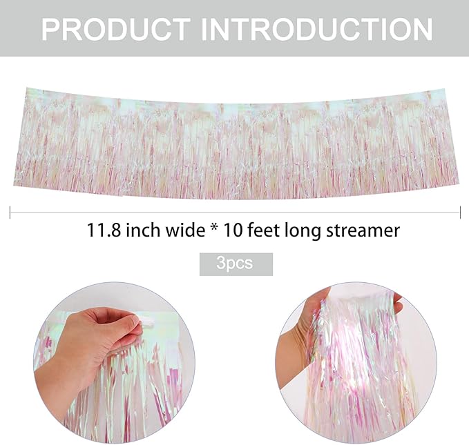 BEISHIDA 3 Packs Metallic Foil Fringe Garland Shining Transparent Wall Hanging - Image 2