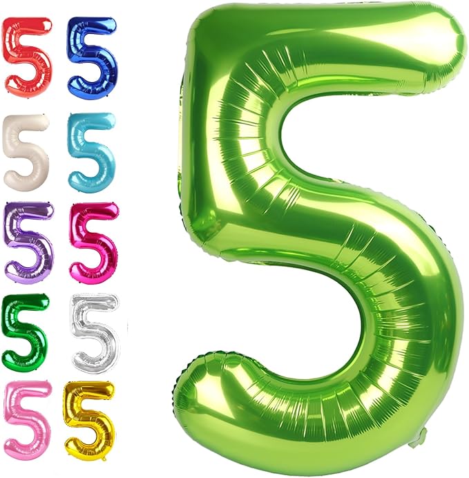 Large Light Green 40 Inch Birthday Number 5 Balloon, Light Green Five 5th 15 25 by Upgesy