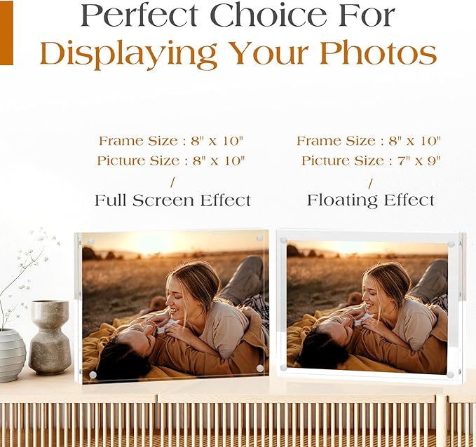 TWING Acrylic Frame, 3 Pack 8x10 Acrylic Picture Frame Magnetic Frame Thickness - Image 4