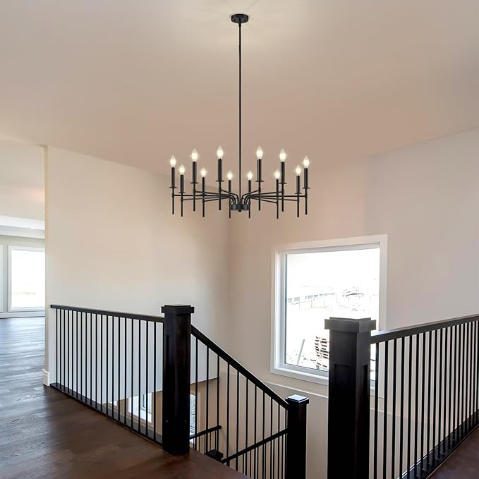 12 Light Black Chandelier Light Fixture, Modern Farmhouse Chandeliers - Image 6