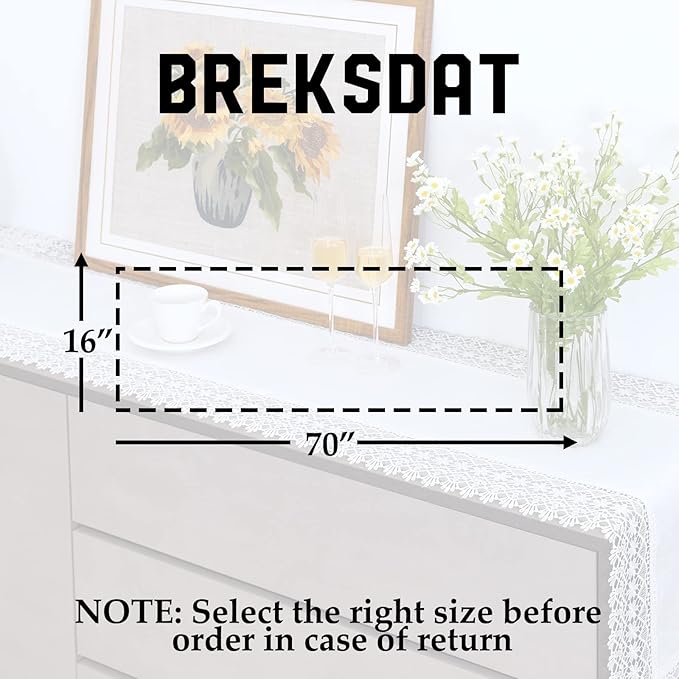 White lace Premium Rectangle Farmhouse Table Runner Waterproof OilProof - Image 5