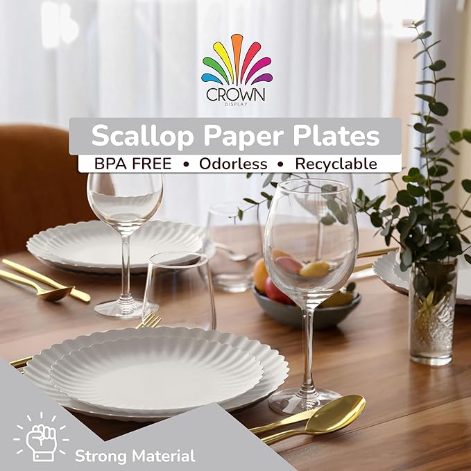 Trendables Scalloped Paper Plates 8.5 Inch & 10.5 Inch 40 Pcs Dinner Plate Set - Image 3