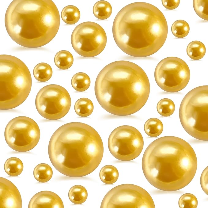 520Pcs Gold Beads for Centerpieces Decor, Artifical Pearls Vase Filler by EGKamhFloatingBeadsPearls