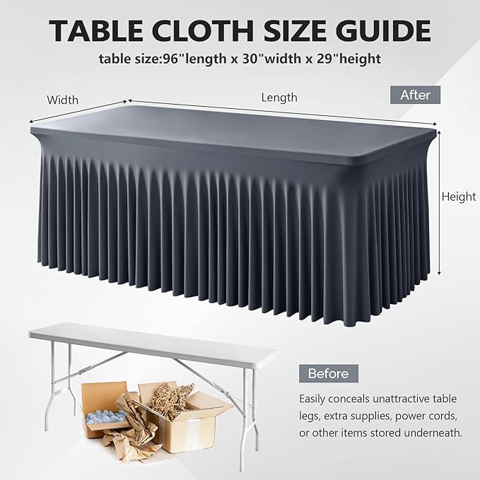 Wish Care 6 Pack Gray Spandex Table Clothes - Image 3