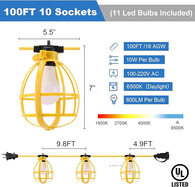 100FT Construction String Lights - Image 4