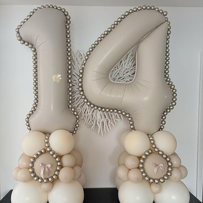 40 Inch Cream Number 1 Balloon, Digital 1 Helium Balloon - Image 4