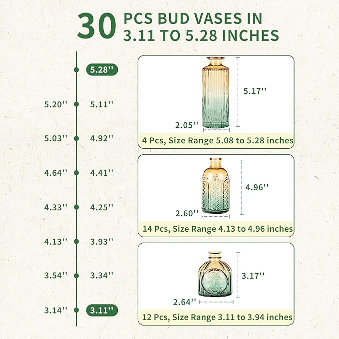 Glass Bud Vases in Bulk Set of 30 Pcs, Small Glass Vases - Image 9