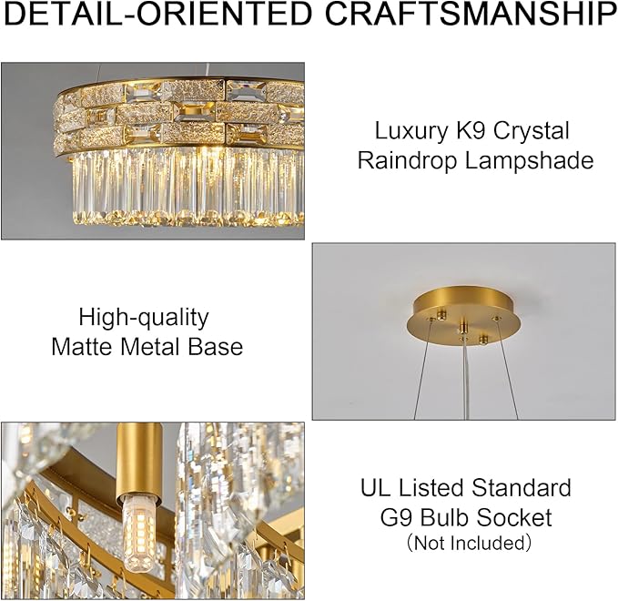 Crystal Chandelier, 16.5" 6-Light Gold Chandelier - Image 3